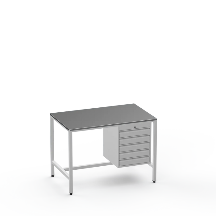 Medium Duty Workbench | Steel Worktop | 5 Drawers