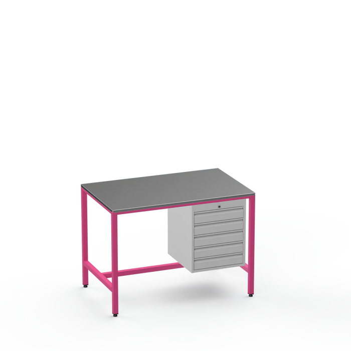 Medium Duty Workbench | Steel Worktop | 5 Drawers