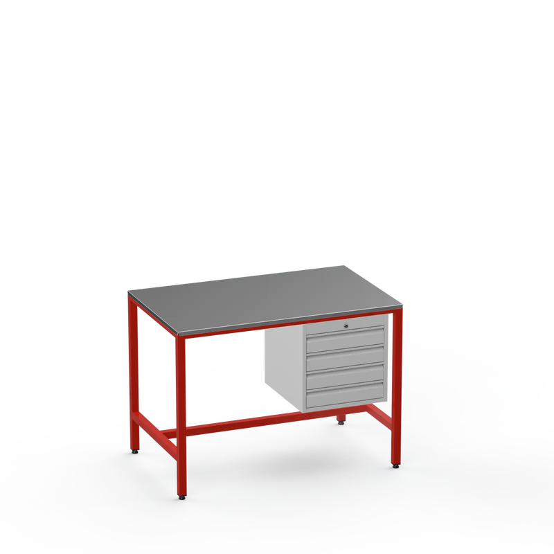 Medium Duty Workbench | Steel Worktop | 4 Drawers
