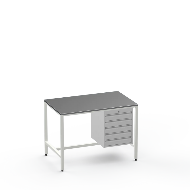 Medium Duty Workbench | Steel Worktop | 5 Drawers