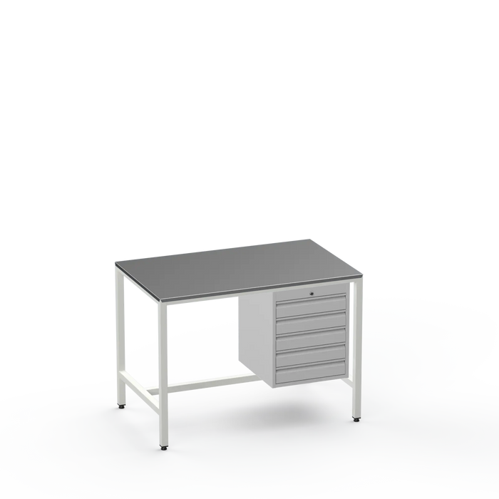 Medium Duty Workbench | Steel Worktop | 5 Drawers