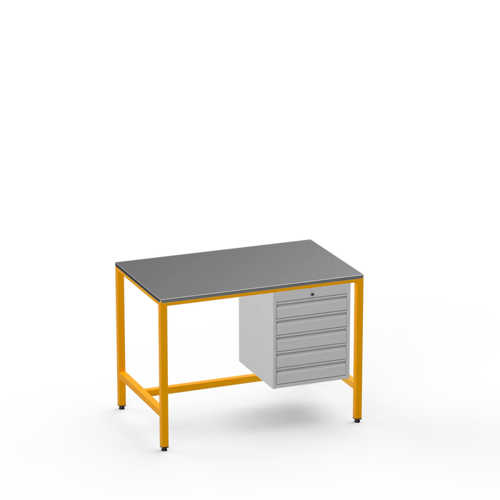 Medium Duty Workbench | Steel Worktop | 5 Drawers