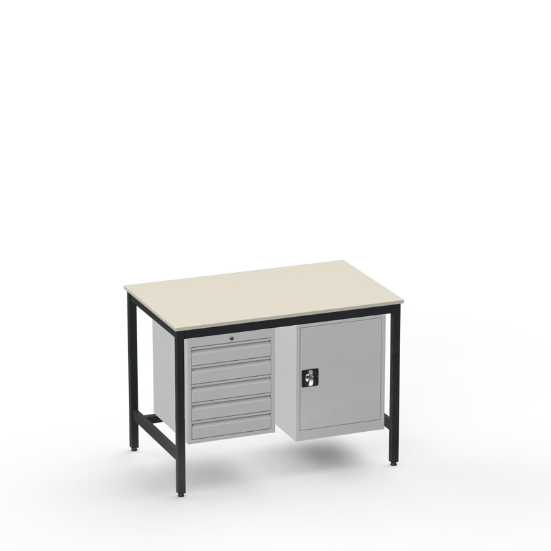 Medium Duty Workbench | Laminate Worktop | 5 Drawers & Cupboard