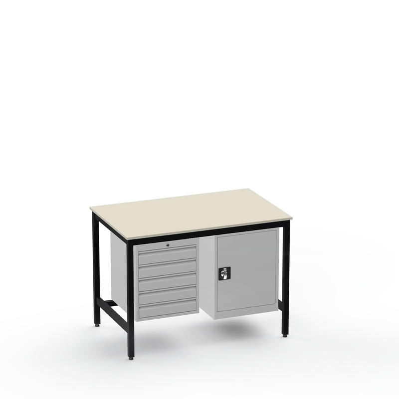 Medium Duty Workbench | Laminate Worktop | 5 Drawers & Cupboard