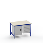 Medium Duty Workbench | Laminate Worktop | Cupboard & 5 Drawers