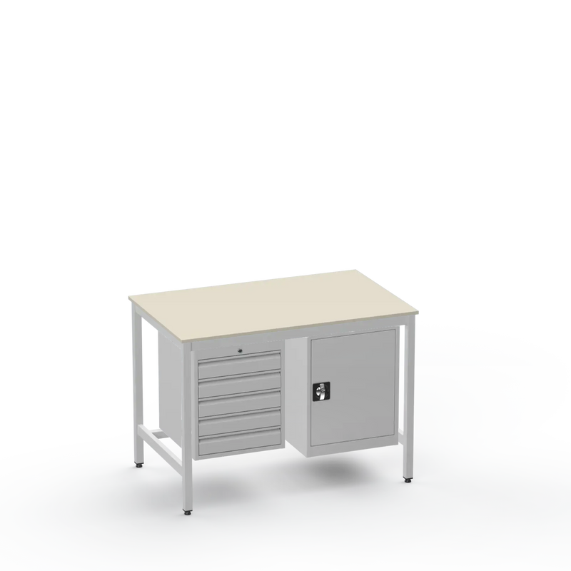 Medium Duty Workbench | Laminate Worktop | 5 Drawers & Cupboard