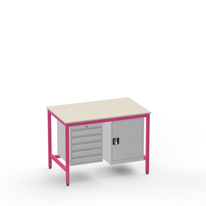 Medium Duty Workbench | Laminate Worktop | 5 Drawers & Cupboard