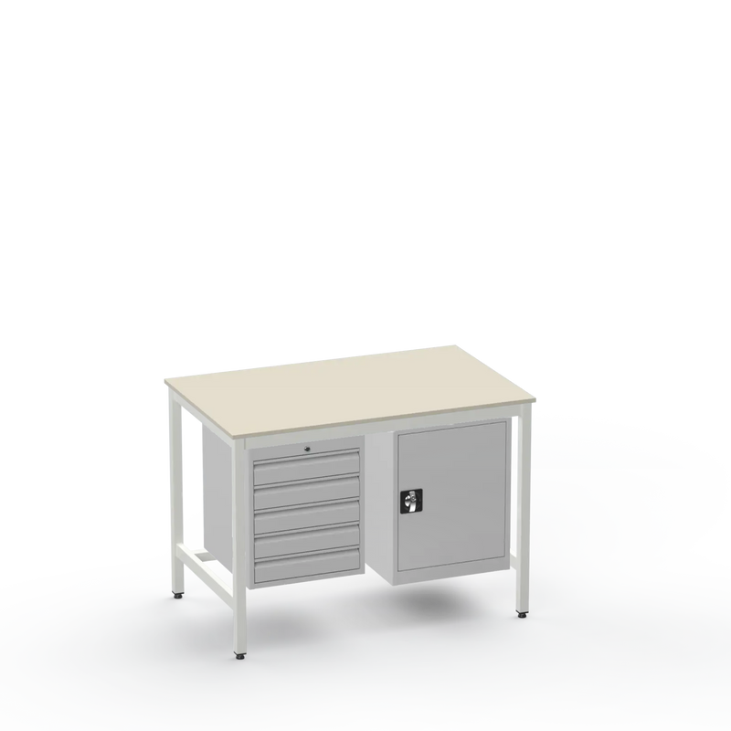 Medium Duty Workbench | Laminate Worktop | 5 Drawers & Cupboard