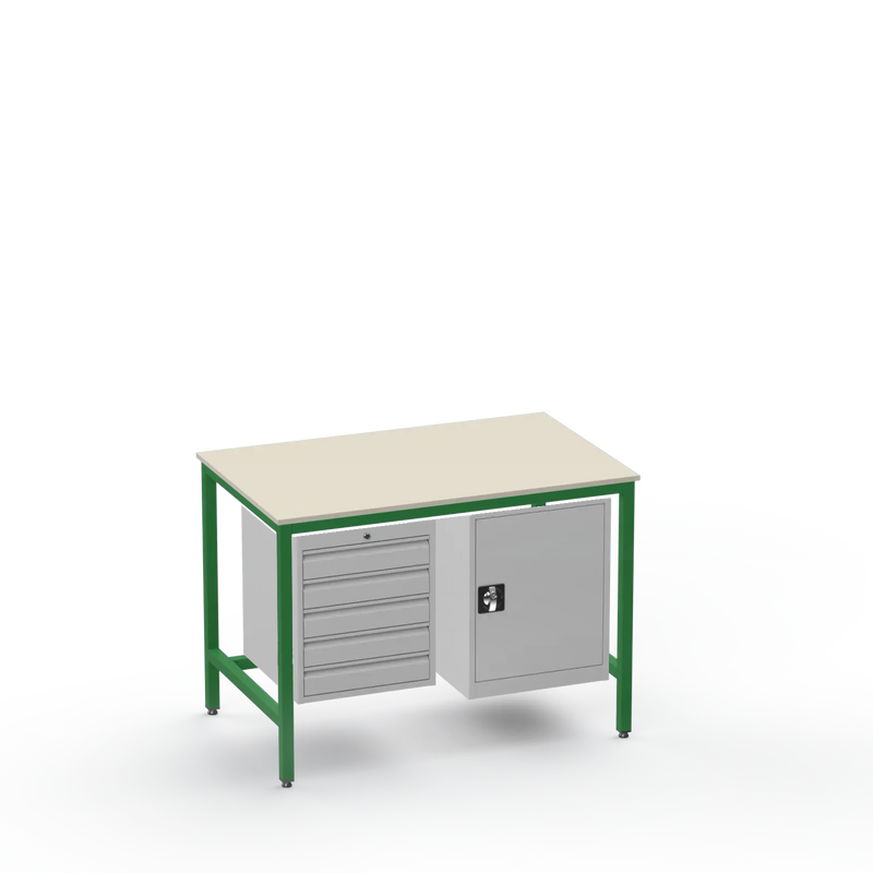 Medium Duty Workbench | Laminate Worktop | 5 Drawers & Cupboard