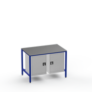 Medium Duty Workbench | Steel Worktop | 2 Cupboards