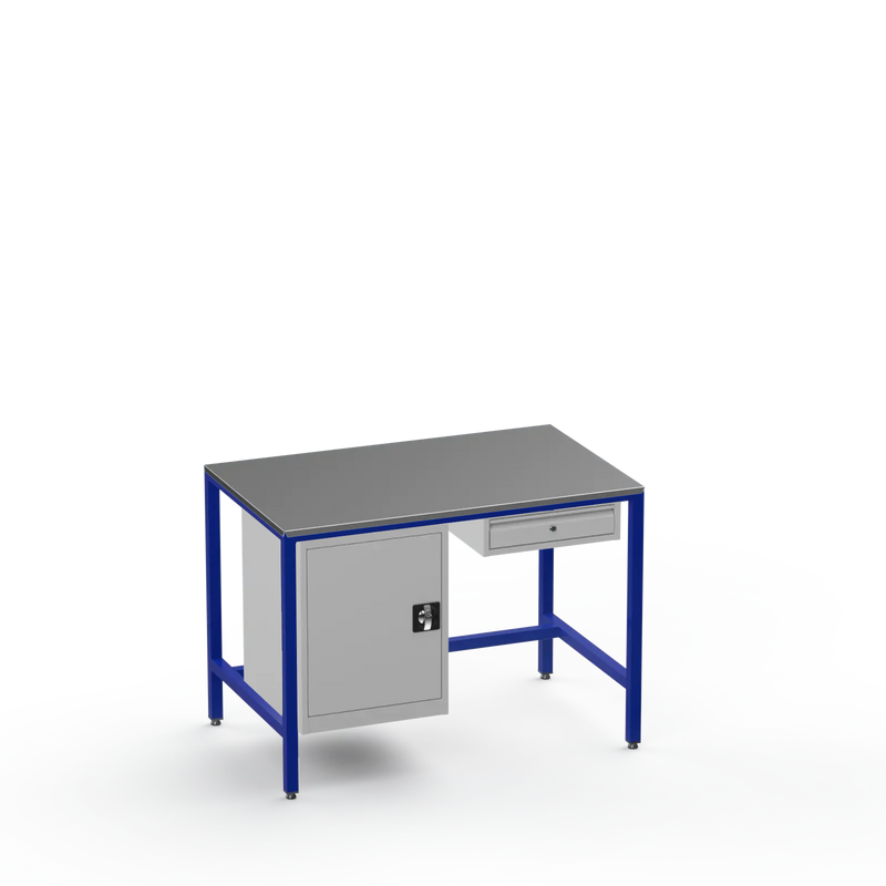 Medium Duty Workbench | Steel Worktop | Cupboard & Drawer