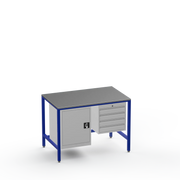 Medium Duty Workbench | Steel Worktop | Cupboard & 4 Drawers