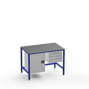 Medium Duty Workbench | Steel Worktop | Cupboard & 3 Drawers