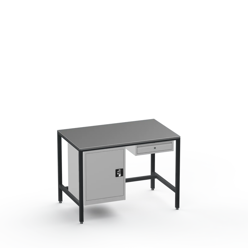 Medium Duty Workbench | Steel Worktop | Cupboard & Drawer