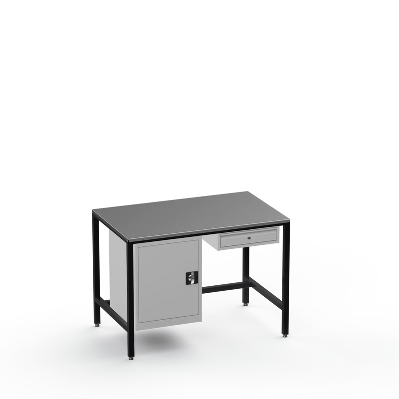 Medium Duty Workbench | Steel Worktop | Cupboard & Drawer