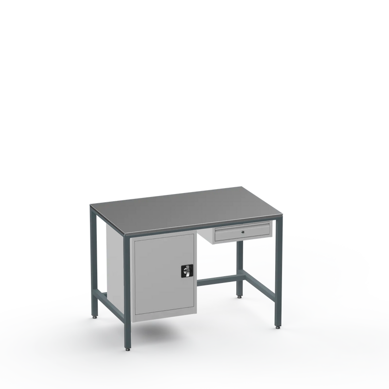 Medium Duty Workbench | Steel Worktop | Cupboard & Drawer