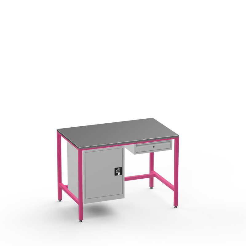 Medium Duty Workbench | Steel Worktop | Cupboard & Drawer