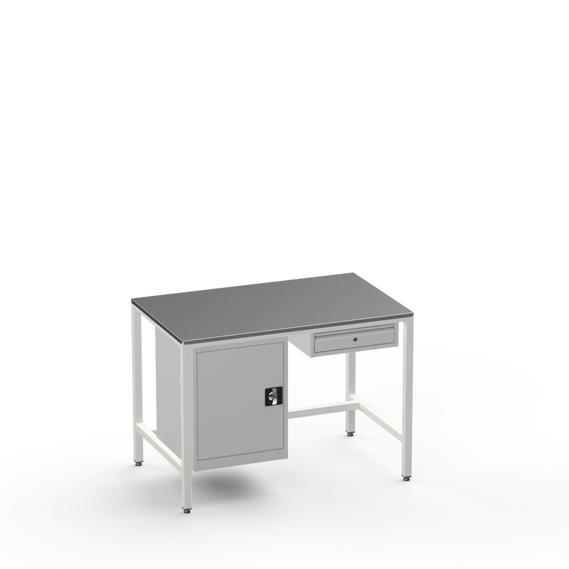 Medium Duty Workbench | Steel Worktop | Cupboard & Drawer