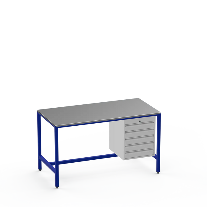 Medium Duty Workbench | Steel Worktop | 5 Drawers