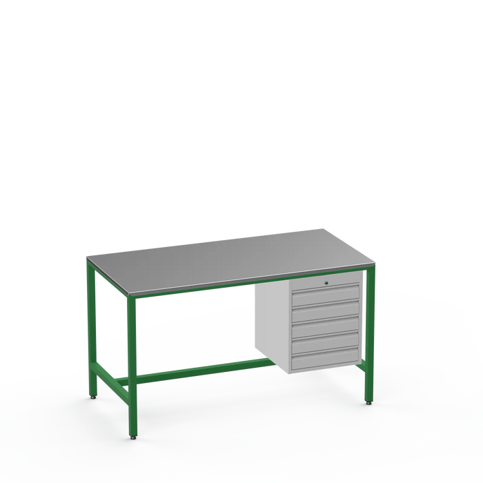 Medium Duty Workbench | Steel Worktop | 5 Drawers