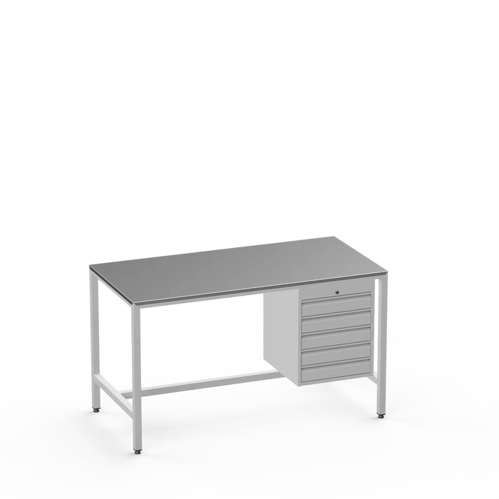 Medium Duty Workbench | Steel Worktop | 5 Drawers