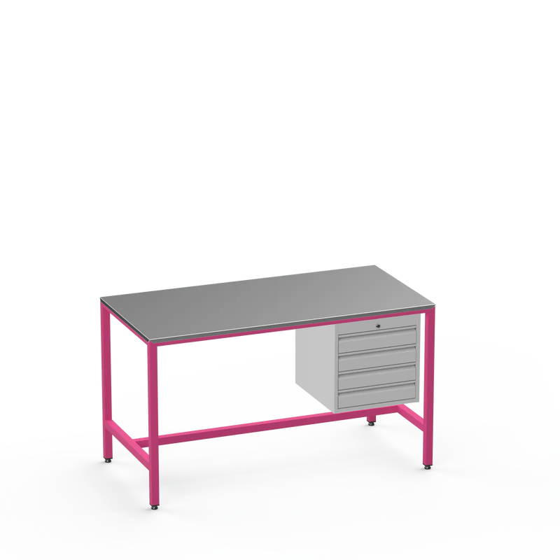 Medium Duty Workbench | Steel Worktop | 4 Drawers