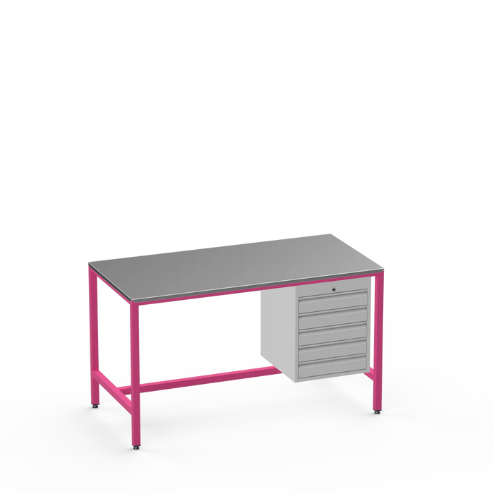 Medium Duty Workbench | Steel Worktop | 5 Drawers