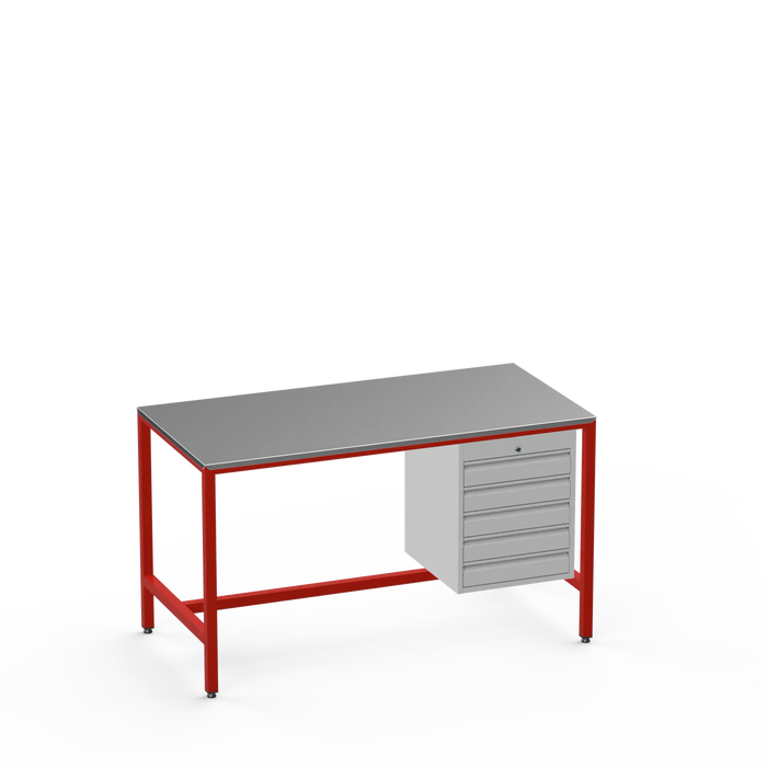 Medium Duty Workbench | Steel Worktop | 5 Drawers