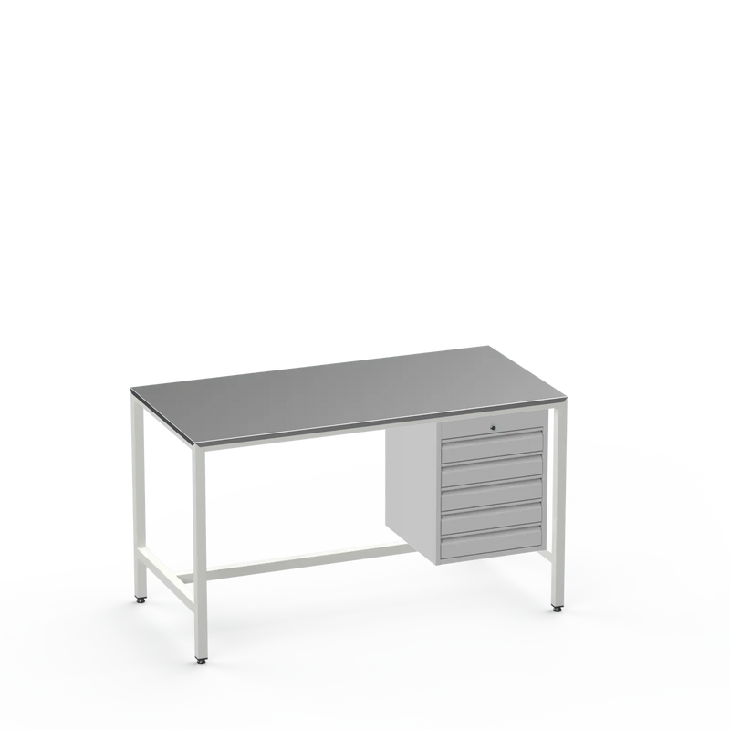 Medium Duty Workbench | Steel Worktop | 5 Drawers