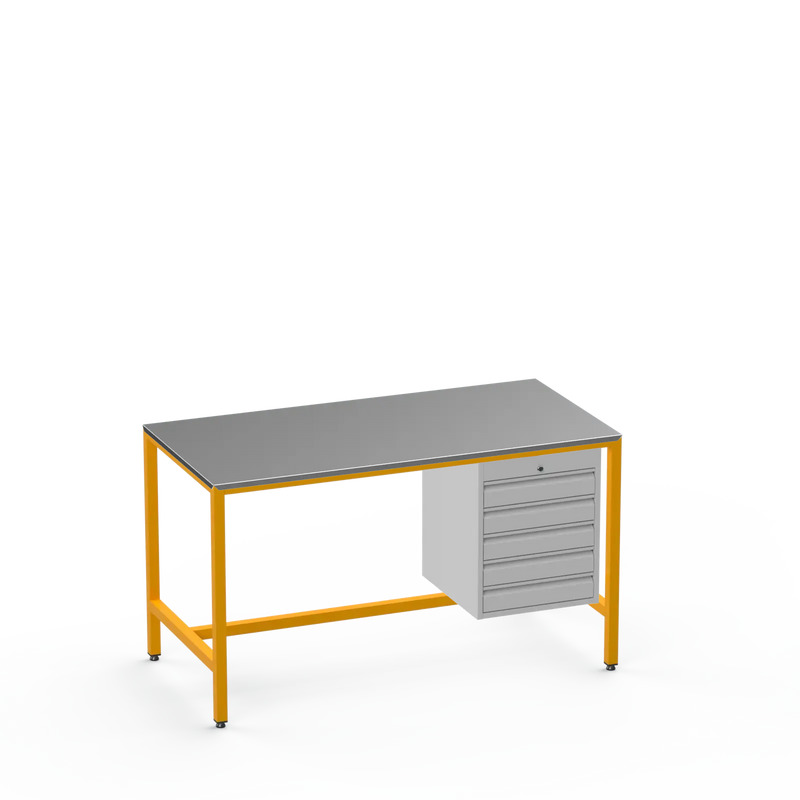 Medium Duty Workbench | Steel Worktop | 5 Drawers