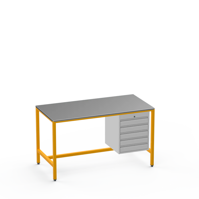 Medium Duty Workbench | Steel Worktop | 5 Drawers