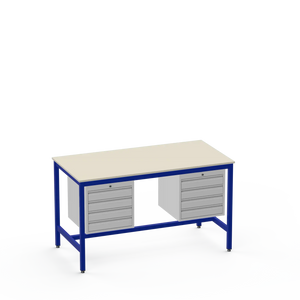 Medium Duty Workbench | Laminate Worktop | 2 Twin 4 Drawer Units