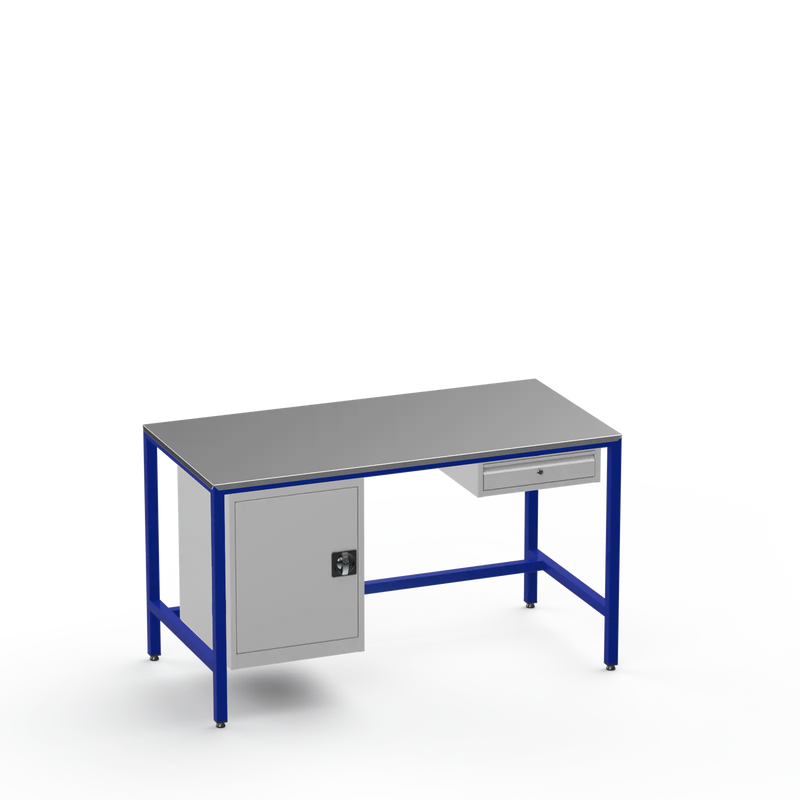 Medium Duty Workbench | Steel Worktop | Cupboard & Drawer