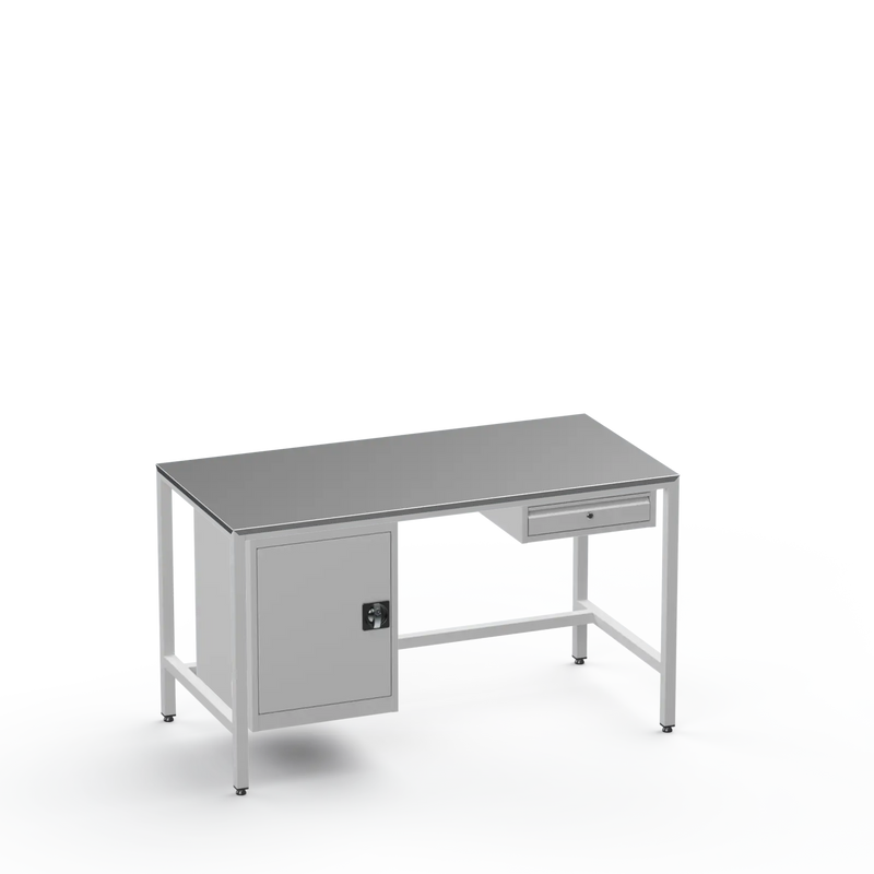 Medium Duty Workbench | Steel Worktop | Cupboard & Drawer