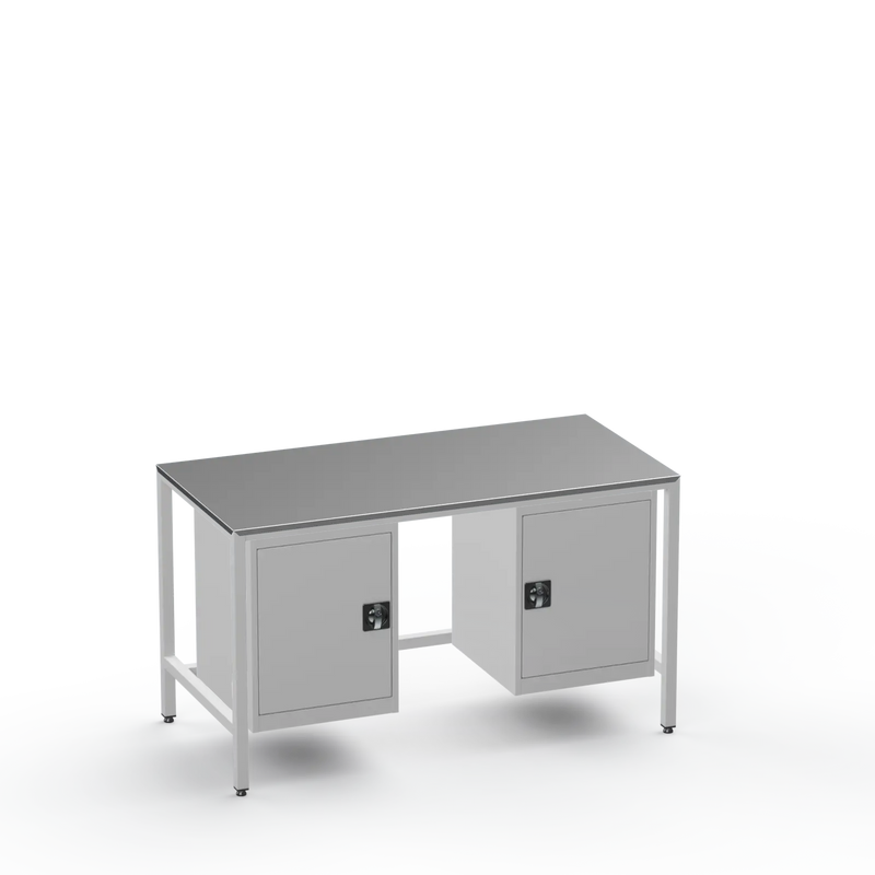 Medium Duty Workbench | Steel Worktop | 2 Cupboards