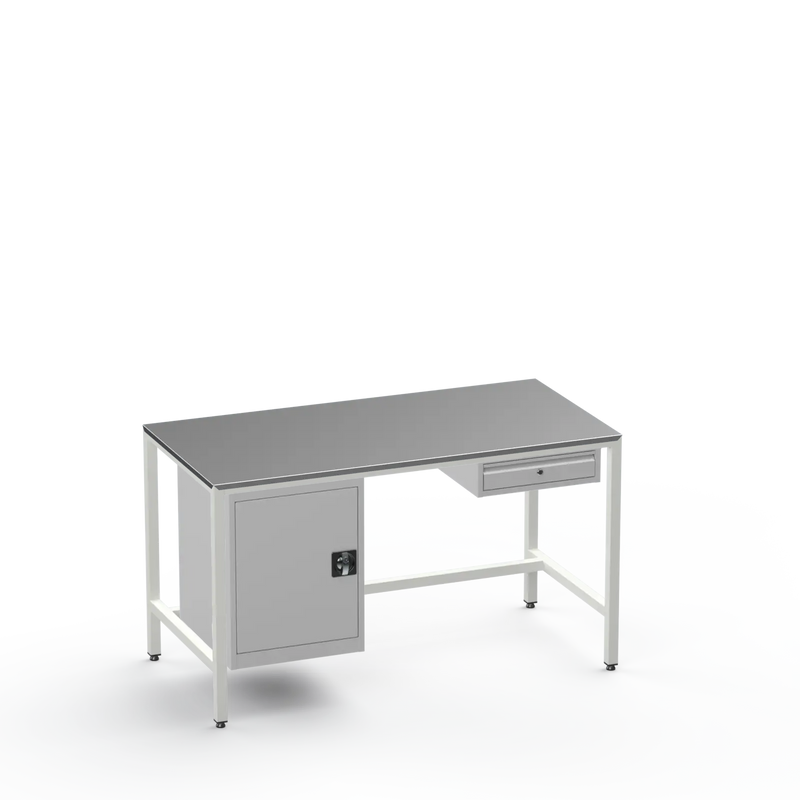 Medium Duty Workbench | Steel Worktop | Cupboard & Drawer