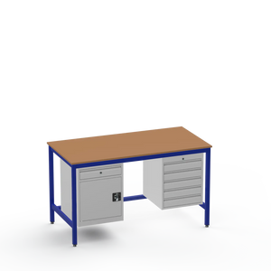 Medium Duty Workbench | MDF Worktop | Cupboard w/ Drawer & 5 Drawers
