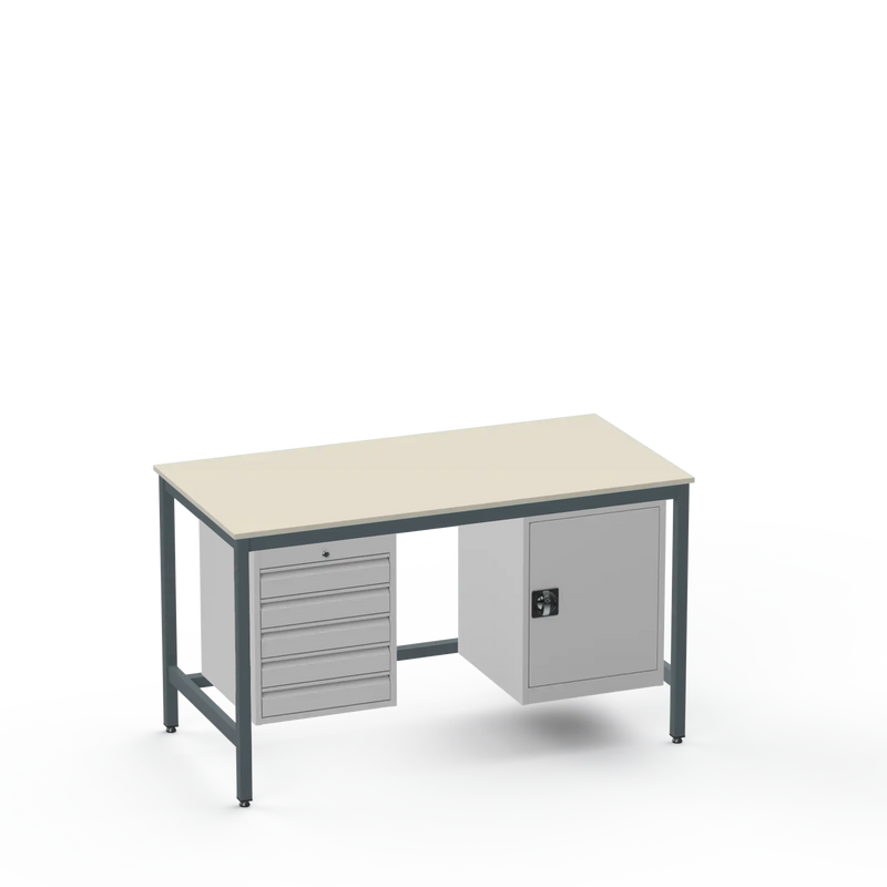 Medium Duty Workbench | Laminate Worktop | 5 Drawers & Cupboard