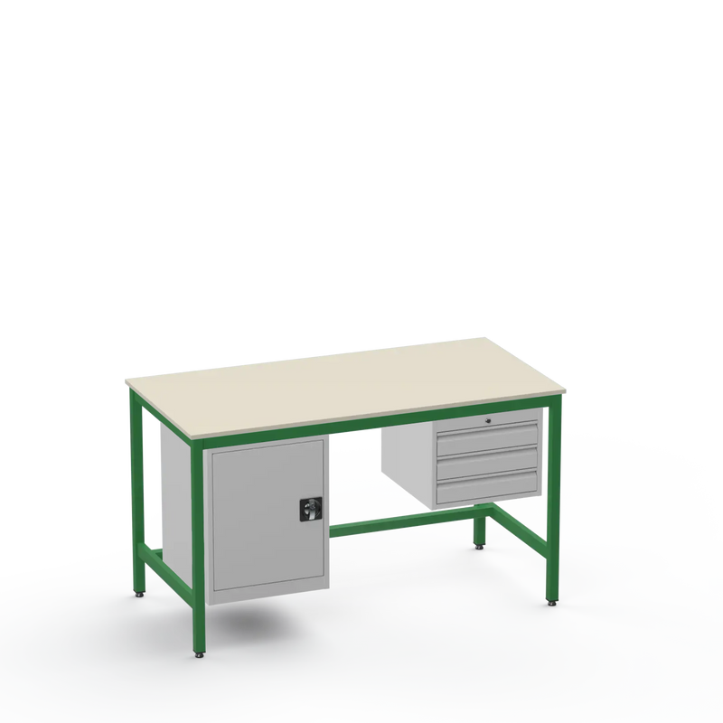 Medium Duty Workbench | Laminate Worktop | Cupboard & 3 Drawers