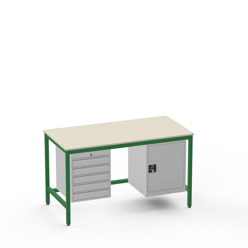 Medium Duty Workbench | Laminate Worktop | 5 Drawers & Cupboard