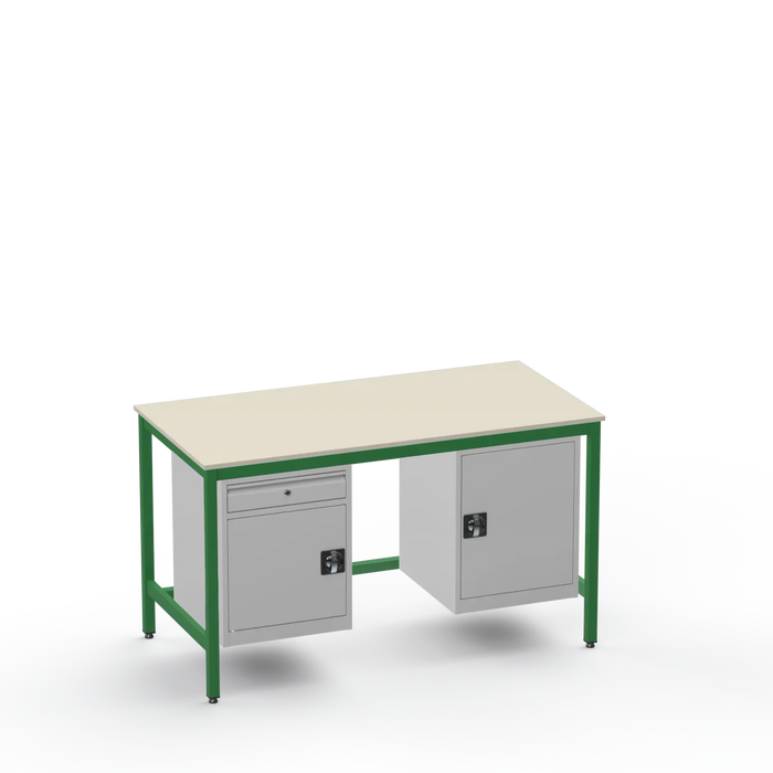 Medium Duty Workbench | Laminate Worktop | 2 Cupboards & Drawer