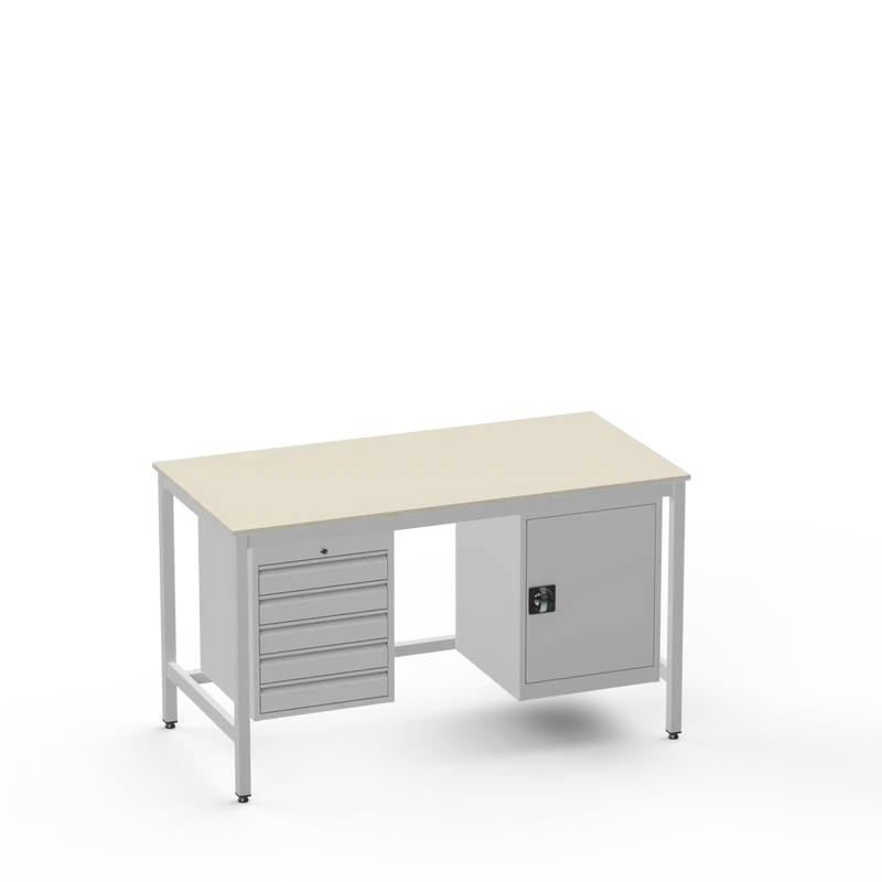 Medium Duty Workbench | Laminate Worktop | 5 Drawers & Cupboard