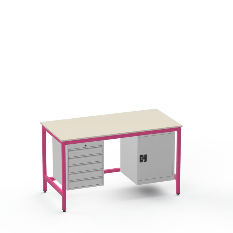 Medium Duty Workbench | Laminate Worktop | 5 Drawers & Cupboard