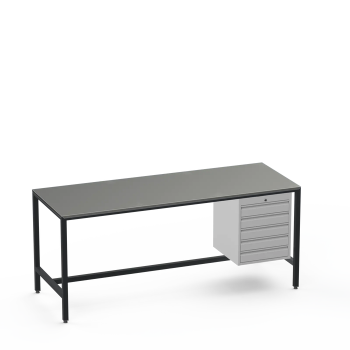 Medium Duty Workbench | Steel Worktop | 5 Drawers
