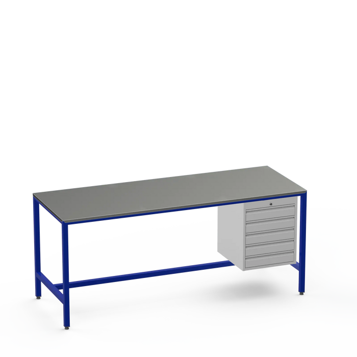 Medium Duty Workbench | Steel Worktop | 5 Drawers