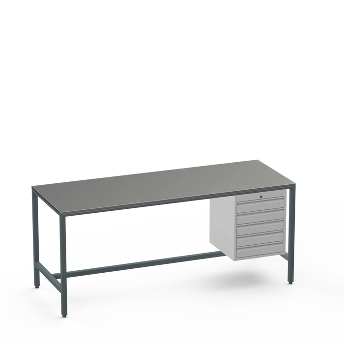 Medium Duty Workbench | Steel Worktop | 5 Drawers