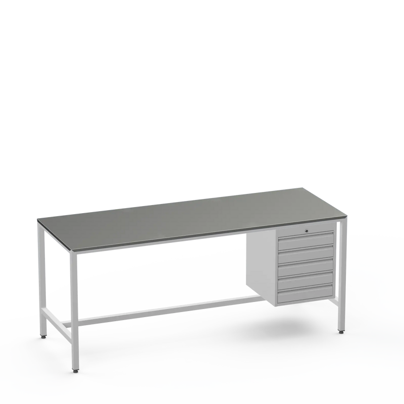 Medium Duty Workbench | Steel Worktop | 5 Drawers