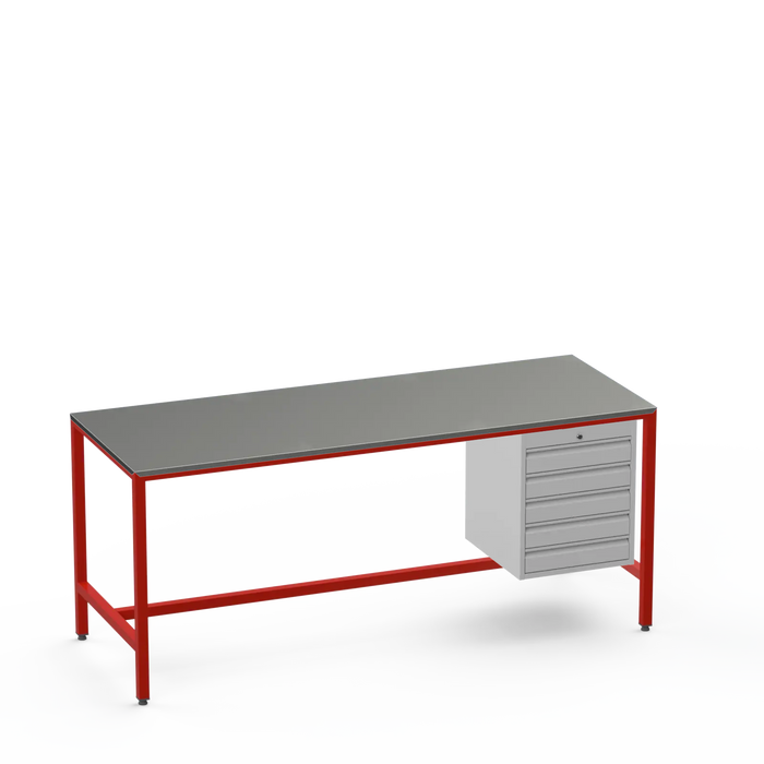 Medium Duty Workbench | Steel Worktop | 5 Drawers