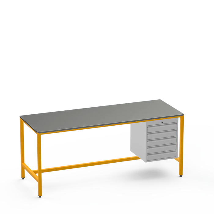 Medium Duty Workbench | Steel Worktop | 5 Drawers