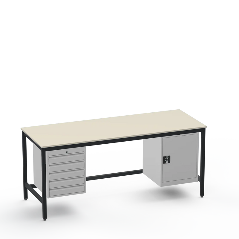 Medium Duty Workbench | Laminate Worktop | 5 Drawers & Cupboard